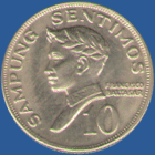 10 сентимо Филиппин 1972 года